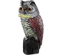 KADAX Chouette avec tête mobile, épouvantail en plastique, épouvantail à pigeons avec tête mobile, épouvantail, décoration de jardin, chouette réaliste pour jardin (37 cm)
