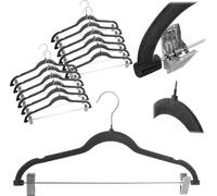 KADAX Cintre à vêtements, floqué, 12 pièces, avec crochets en acier inoxydable, pour penderie, chemise, costume, pantalon, jupe, cintre pour costume avec surface antidérapante