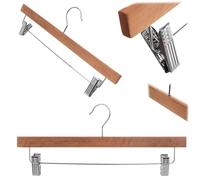 KADAX Cintre en bois, 1 pièce, avec pinces, cintre pour jupe, veste, pantalon, cintre pour costume, cintre en bois, cintre pour pantalons, cintre pour vêtements (modèle 1)