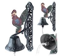 KADAX Cloche de Porte en Fonte Avec Cordon - Style Rustique, Décorative, Murale pour Extérieur (Multicolore)