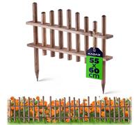 KADAX Clôture de jardin, élément de clôture en bois de pin naturel, bordure de parterre en bois imprégné, clôture en lattis résistante aux intempéries, bordure de parterre pour jardin (35 x 60 cm)