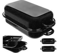KADAX Cocotte en émail avec couvercle, 37.5 x 20 x 13 cm, cocotte d'oie, cocotte à jus émaillée, cocotte à canard, convient pour le four, cocotte à rôtir, cocotte à viande