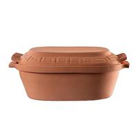 KADAX Cocotte ovale en terre cuite, casserole céramique avec couvercle et poignées, cuiseur vapeur naturel, plat à gratin sans graisse, marmite (6 l)