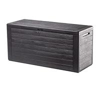 KADAX Coffre de jardin 280 L - Boîte de rangement en plastique pour coussins, jouets et accessoires de siège, pour jardin et terrasse (marron)