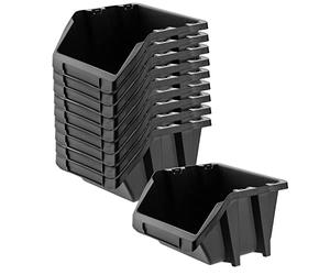 KADAX Coffret d'atelier, petite boîte de tri en plastique PP, boîte de rangement transparente disponible en différentes tailles et couleurs, boîtes de rangement pour mur d'outils (Noir, lot de 10