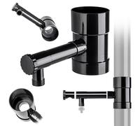 KADAX Collecteur de pluie 100mm, collecteur d'eau de pluie pour gouttière, voleur de pluie avec vanne intégrée, collecteur d'eau en plastique de haute qualité, voleur d'eau (Noir)