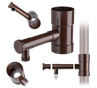 KADAX Collecteur de pluie 90mm, collecteur d'eau de pluie pour gouttière, voleur de pluie avec vanne intégrée, collecteur d'eau en plastique de haute qualité, voleur d'eau (Marron)