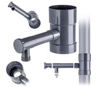 KADAX Collecteur d'eau de pluie 100 mm pour tuyau de descente, voleur de pluie avec valve intégrée, collecteur d'eau en plastique de qualité supérieure, gris