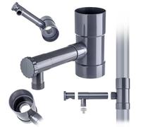 KADAX Collecteur d'eau de pluie 80 mm pour tuyau de descente, voleur de pluie avec valve intégrée, collecteur d'eau en plastique de qualité supérieure, voleur d'eau (gris)