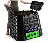 KADAX Composteur de jardin en plastique pour déchets de jardin, poubelle à compost avec ventilation, bac à compost avec irrigation goutte à goutte, composteur rapide (noir, 450 L)