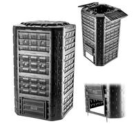 KADAX Composteur modulaire pour déchets de jardin, poubelle à compost avec ventilation et irrigation, 1250 L (noir)