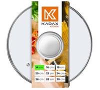 KADAX couvercle casserole en verre 14 cm - poignée argentée - pour cuisson quotidienne sur casseroles et poêles - trou vapeur pour limiter les débordements sans soulever le couvercle
