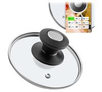 KADAX couvercle casserole en verre 14 cm - poignée noir et argent - pour cuisson quotidienne sur casseroles et poêles - trou vapeur intégré pour limiter les débordements et cuisson visible