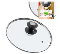 KADAX couvercle casserole en verre Ø22 cm - poignée noir et argent - pour cuisson quotidienne sur casseroles et poêles - trou vapeur pour limiter les débordements sans soulever le couvercle