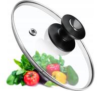 KADAX Couvercle de casserole "Barletta", Couvercle universel en verre avec poignée noire mate, 16 cm