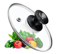KADAX Couvercle de casserole, couvercle universel en verre avec poignée noire et argent, couvercle résistant à la chaleur, disponible en différentes tailles, couvercle de poêle, couvercle (14 cm)