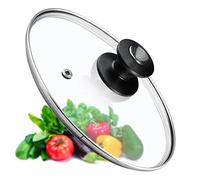KADAX Couvercle de casserole, couvercle universel en verre avec poignée noire et argent, couvercle résistant à la chaleur, disponible en différentes tailles, couvercle de poêle, couvercle (26 cm)