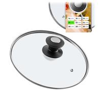 KADAX Couvercle de casserole, couvercle universel en verre avec poignée noire et argent, couvercle résistant à la chaleur, disponible en différentes tailles, couvercle de poêle, couvercle (20 cm)