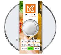 KADAX Couvercle en verre Ø 28 cm pour casseroles et poêles, avec trou vapeur intégré et poignée argentée, pour une cuisson plus maîtrisée et moins de débordements