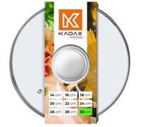 KADAX Couvercle en verre, Ø 30 cm, pour casseroles et poêles, verre résistant à la chaleur, avec trou vapeur intégré, poignée argentée, pour la cuisson au quotidien, cuisson plus sereine et maîtrisée