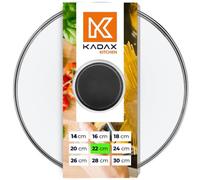 KADAX Couvercle en Verre avec Poignée en Silicone et Anneau de Ventilation, Accessoire de Cuisine pour Poêles, Marmites et Sauteuses (Noir, 22 cm)