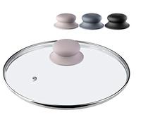 KADAX Couvercle en Verre avec Poignée en Silicone et Anneau de Ventilation, Accessoire de Cuisine pour Poêles, Marmites et Sauteuses (Beige, 24 cm)