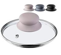 KADAX Couvercle en Verre avec Poignée en Silicone et Anneau de Ventilation, Accessoire de Cuisine pour Poêles, Marmites et Sauteuses (Beige, 18 cm)