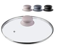 KADAX Couvercle en Verre avec Poignée en Silicone et Anneau de Ventilation, Accessoire de Cuisine pour Poêles, Marmites et Sauteuses (Beige, 22 cm)