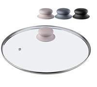 KADAX Couvercle en Verre avec Poignée en Silicone et Anneau de Ventilation, Accessoire de Cuisine pour Poêles, Marmites et Sauteuses (Beige, 26 cm)