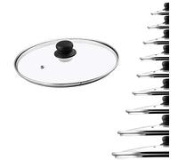 KADAX Couvercle en verre, couvercle de casserole Ø 28 cm, résistant à la chaleur, avec trou vapeur et poignée en plastique, couvercle universel pour casseroles et poêles, visibilité claire, fermeture