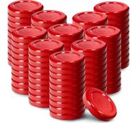 KADAX Couvercles "Linards", Couvercles à visser pour bocaux, Couvercles en métal fi38 mm, 100 pièces, Rouge