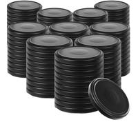 KADAX Lot de 100 couvercles à visser Diamètre : 82 mm En métal Avec 6 dents d'encliquetage Idéaux comme couvercle de rechange pour les bocaux à conserve Noir mat