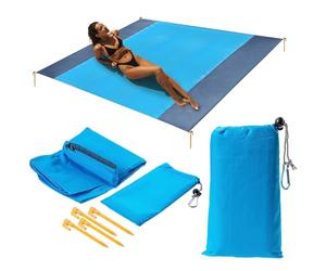 KADAX Couverture de pique-nique, 200 x 210 cm, couverture de plage en polyester, imperméable, avec piquets et mousquetons, idéale pour la randonnée (200 x 210 cm)