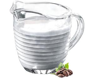 KADAX Crémier en verre, 200 ml, Pot à Lait avec anse, Pot à crème, Pot, saucière, petit Pot pour lait, crème, sauce, café, transparent Pichet à lait (200 ml, bandes)