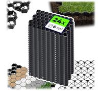 KADAX Dalles Stabilisatrices en Polyéthylène 60 x 40 cm, Stabilisateurs de Gravier, Dalles à Engazonner pour Jardins, Grilles de Gazon (Noir, Lot de 24)