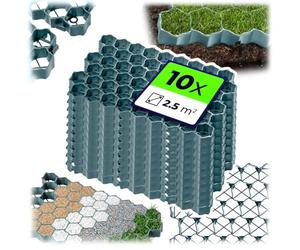 KADAX Dalles Stabilisatrices en Polyéthylène 60 x 40 cm, Stabilisateurs de Gravier, Dalles à Engazonner pour Jardins, Grilles de Gazon (Vert, Lot de 10)