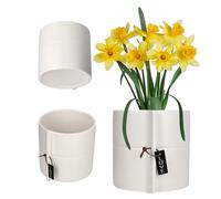 KADAX Débordement en céramique, 2 couleurs, couvertures de fleurs, puissance revêtue de céramique, pot de fleurs, pot de fleurs, jardinière pour dragons, violettes, pansy (blanc, diamètre 17 cm)