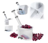 KADAX Dénoyauteur de cerises en plastique avec grand bac de récupération - Pour une séparation rapide du noyau et de la pulpe - Blanc