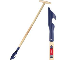 KADAX Désherbeur avec Manche en Bois - Désherbeur en Métal - Avec Tête Spirale - Désherbeur pour Enlever Les Mauvaises Herbes (L:116cm, Bleu)