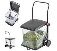 KADAX Dévidoir de 80 l, avec couvercle et roulettes, support de sac poubelle mobile pour jardin, poubelle en acier et plastique, chariot de jardin