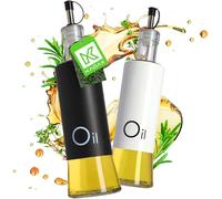 KADAX Distributeur d'assaisonnements liquides, bouteille en verre avec éléments en acier, distributeur en verre pour huile, vinaigrette, récipient à huile, distributeur d'huile d'olive