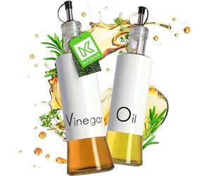 KADAX Distributeur d'Assaisonnements Liquides en Verre Avec Éléments en Acier - Pour Huile, Vinaigrette, Huile d'Olive - Réservoir d'Huile