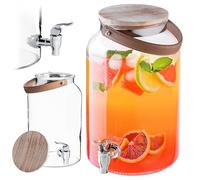KADAX Distributeur de boisson, 5,6 l, distributeur de limonade avec robinet et couvercle, grand distributeur d'eau en verre, distributeur de jus, récipient à boissons, récipient en verre