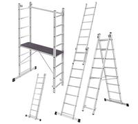 KADAX Échafaudage en aluminium, 114 x 214 cm, échafaudage multifonctionnel à 16 niveaux avec plateforme et pieds antidérapants