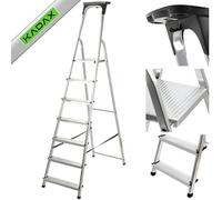 KADAX Echelle Aluminium Pliable 6 marches | escabeau Multifonction | jusqu'a 150kg | antiderapante Stable | Menage Atelier