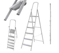 KADAX Échelle en acier, 6 marches, universelle, unilatérale, pliable, maison