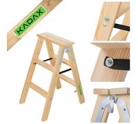 KADAX Échelle en Bois Pliante avec Crochet en Acier, Escabeau de Peintre 3 Marches pour Usage Domestique