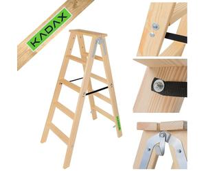 KADAX Échelle pliante en bois à 5 marches avec crochet en acier pour travaux de peinture, échelle domestique