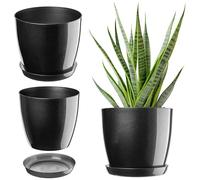 KADAX Élégant Pot à Fleurs/Plantes avec Soucoupe Forme Ronde et élégante en Plastique léger pour l’intérieur et la Maison Cache-Pot pour Fleurs, Plantes Ø 23 cm Anthracite