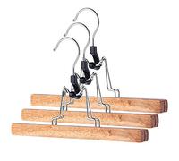 KADAX en Bois, Cintre pour Vêtements, Tendeur de Pantalon et de Jupe, Crochet Rotatif à 360° en Métal, Antidérapant, Support de Serrage, Peu Encombrant (3 Pièces)